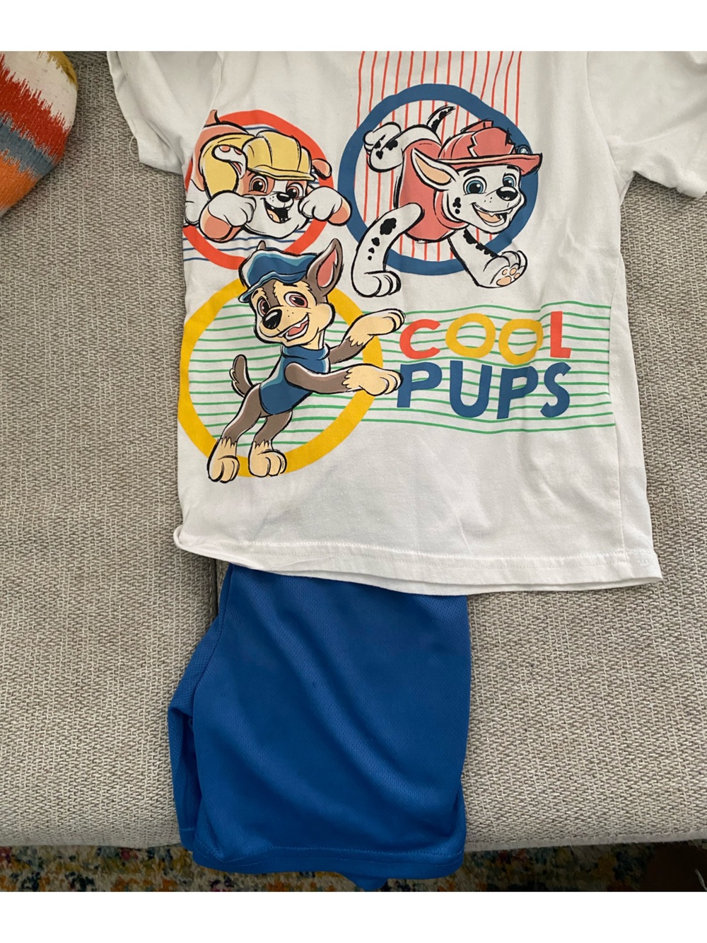 Paw Patrol White "Cool Pups" Graphic Tee with Colorful Cartoon Print
